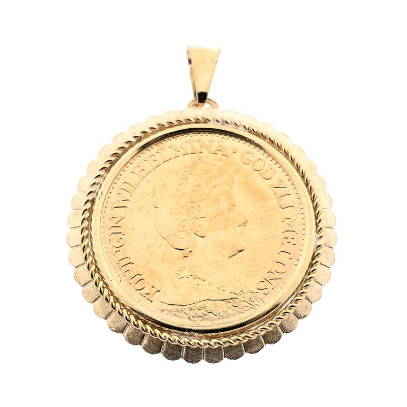 Image 6 of Gold pendant of a 10-guilder coin; Queen Wilhelmina 1912