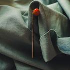 Image 5 of Gold lapel pin with blood coral