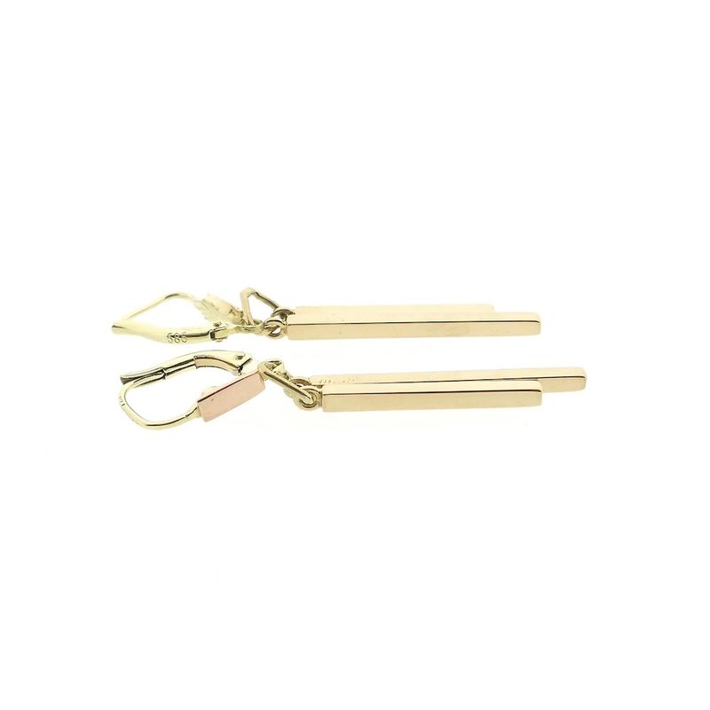 Image 8 of Two-tone gold long bar earrings