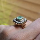 Image 2 of Gold Victorian ring with emerald and rose-cut diamonds; approx. 0.40 ct.