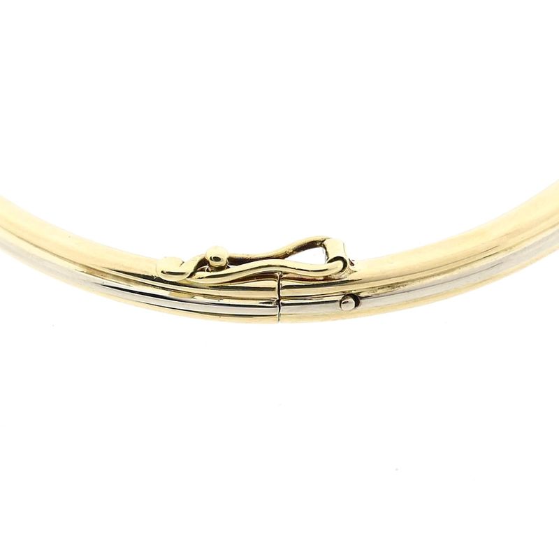 Afbeelding 4 van Bicolor gouden slavenarmband met diamanten; Maat M/L