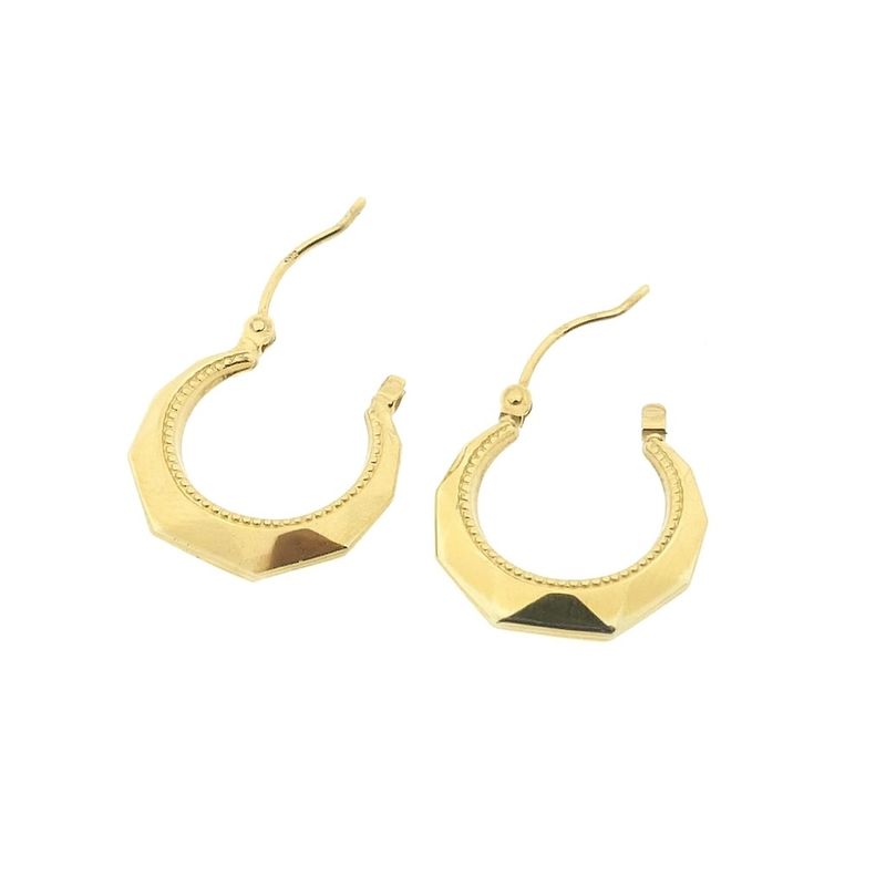 Image 6 of Gold faceted hoop earrings | Ø 17 mm