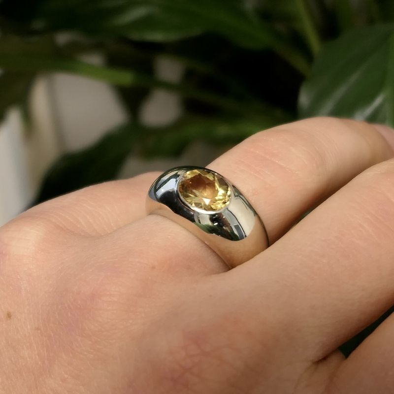 Image 6 of 18 carat white gold ring with citrine