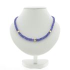 Image 1 of Gold tanzanite bead necklace with diamond; 0.12 ct. | 45 cm
