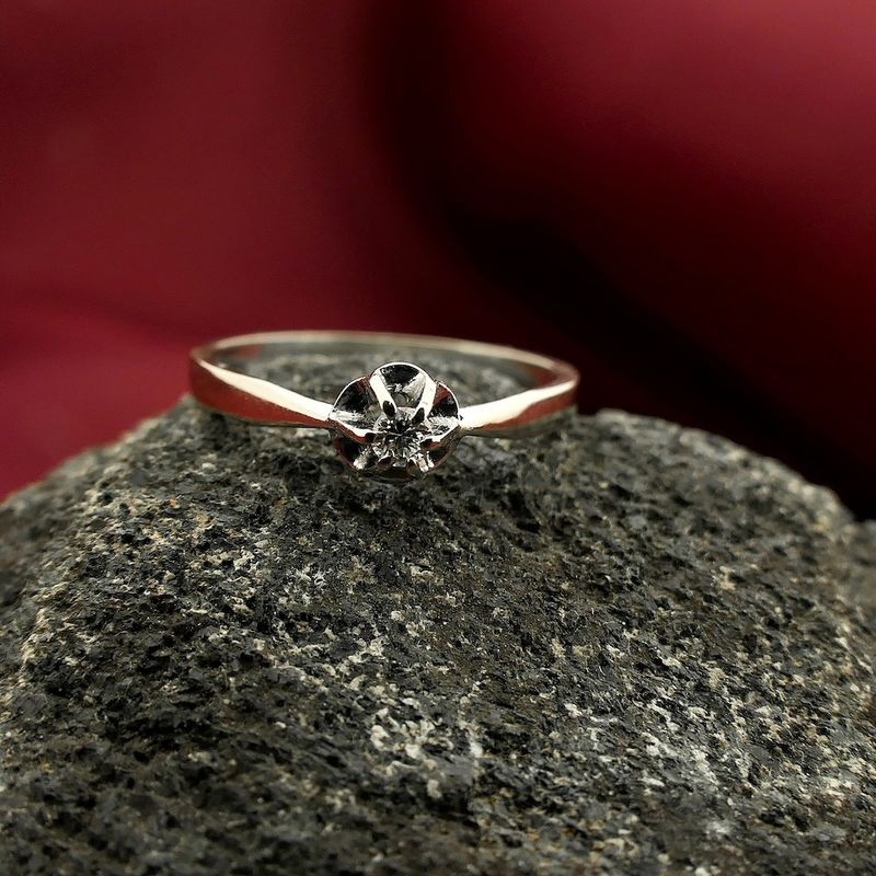 Image 2 of White gold solitaire ring with diamond | 0.05 ct.