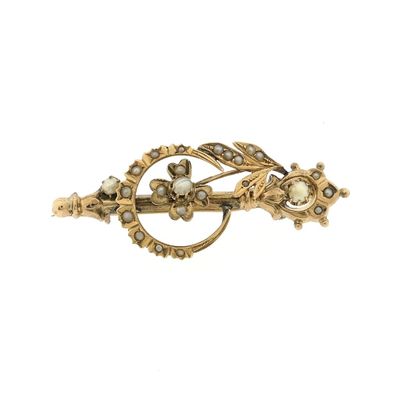 Image 1 of Antique gold brooch with pearls