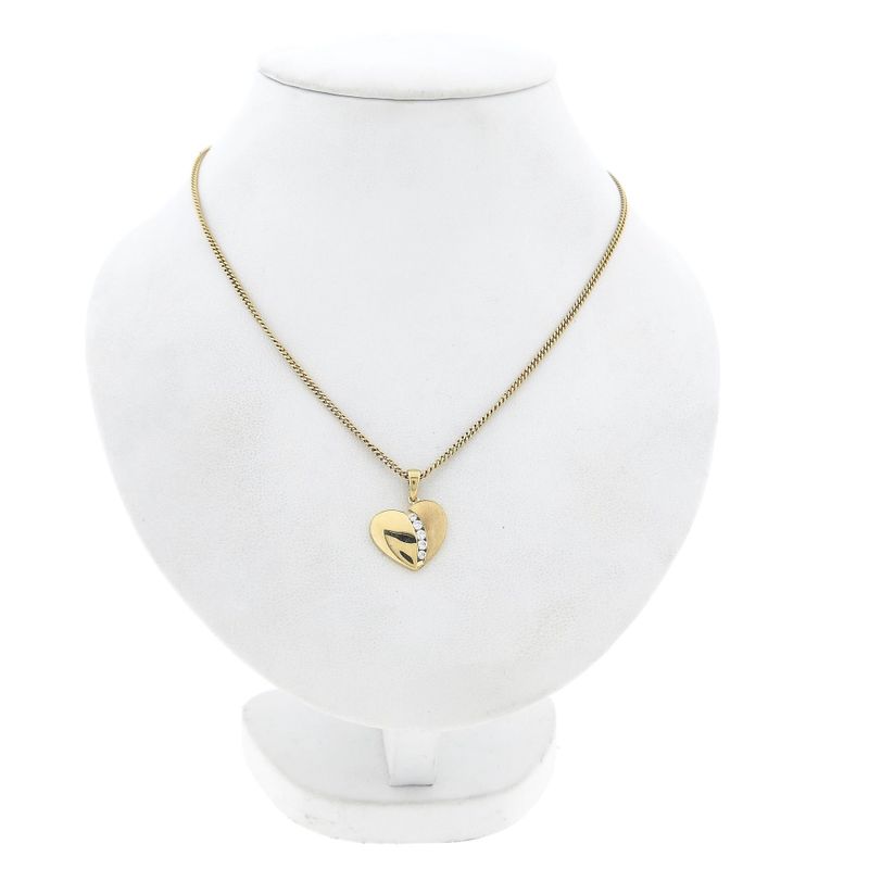 Image 4 of Gold Heart Pendant with Zirconia; 9 Karat