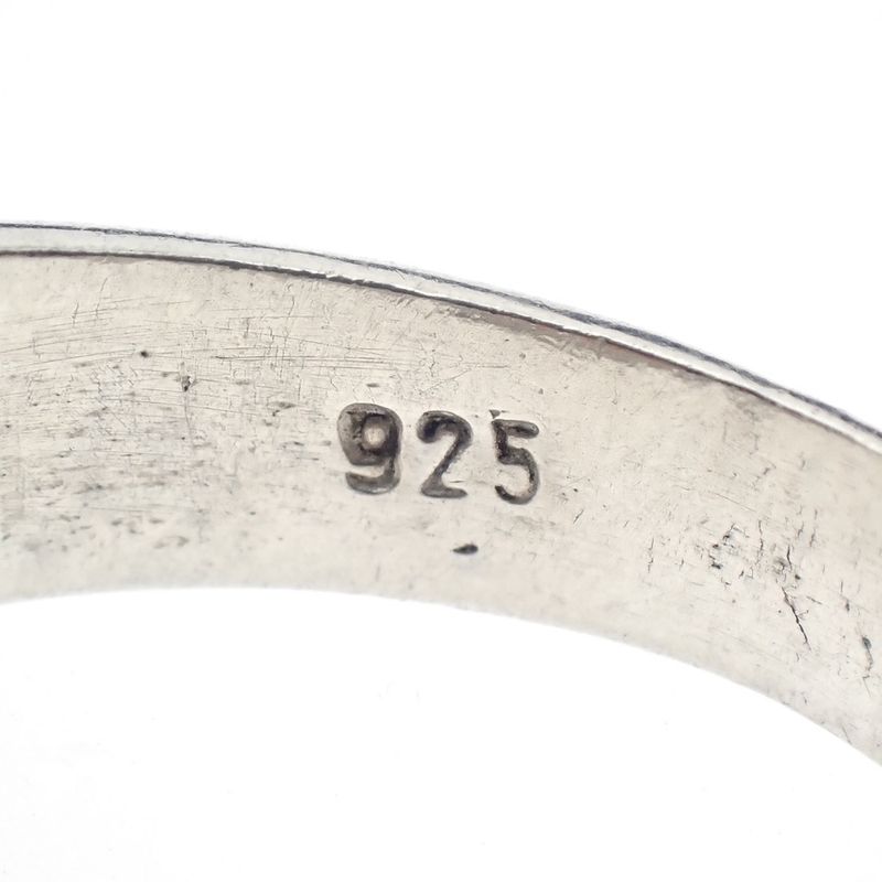 Image 10 of Silver ring with orange zirconia and Maori pattern