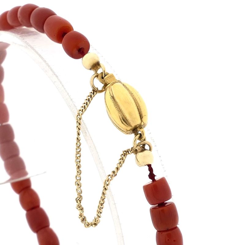 Image 4 of Blood Coral Bracelet with Gold Clasp