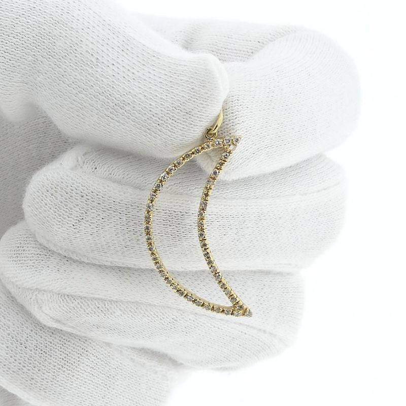 Image 10 of Gold pendant of a moon with zirconia