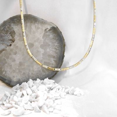 Two-tone gold Omega link necklace Image 2 of Two-tone gold Omega link necklace