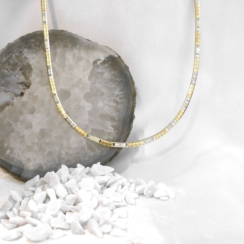 Image 2 of Two-tone gold Omega link necklace