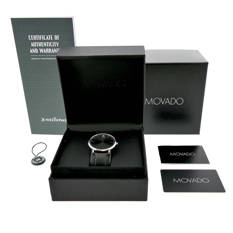 Image 17 of Movado Ulta Slim; Steel men's designer watch with gray dial; 0607086