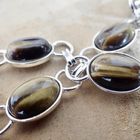 Image 10 of Vintage silver bracelet with tiger eyes | 20.5 cm