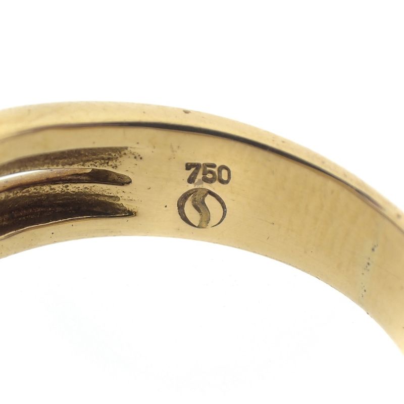 Image 9 of 18K gold ring with large pearl and diamonds | 0.035 ct.