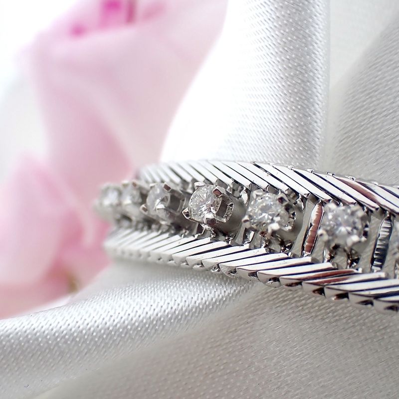 Image 2 of White gold herringbone link bracelet with 0.51 ct. diamonds | 19.0 cm