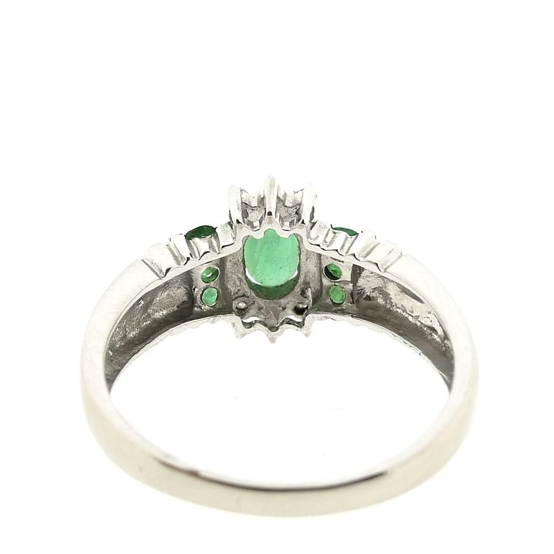 Image 6 of 10 carat ring with emerald and diamonds; 0.03 ct.