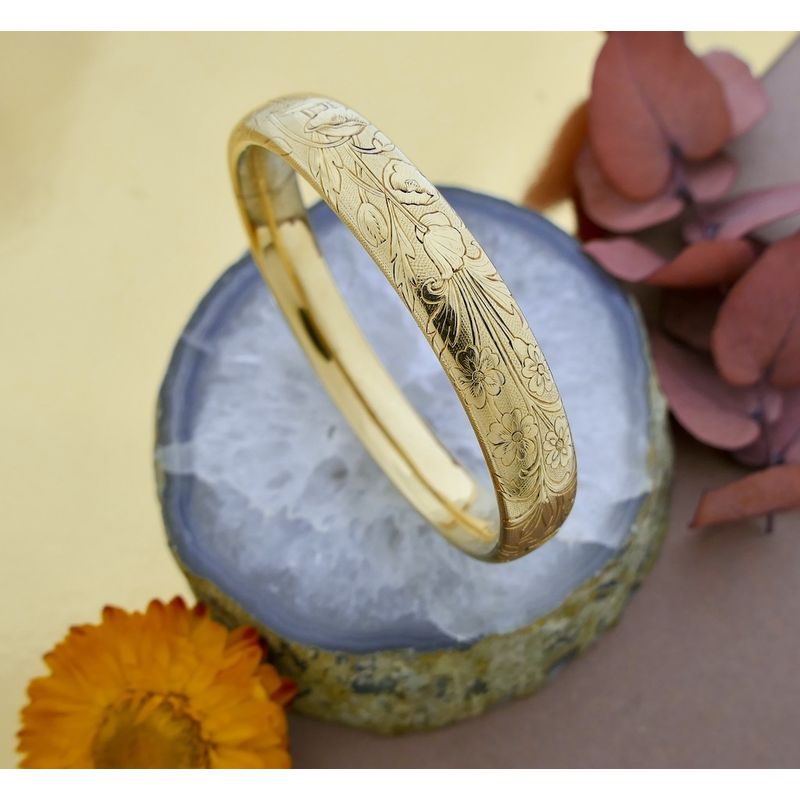 Image 2 of Vintage gold slave bracelet with engravings; Size M