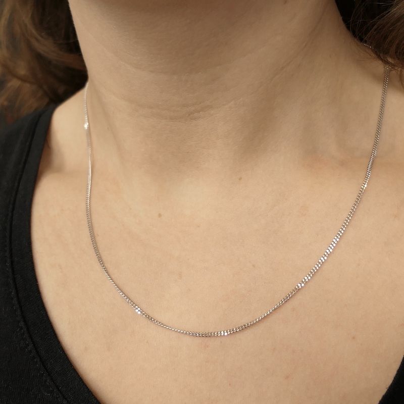 Image 6 of White gold gourmet link necklace | 49.5 cm