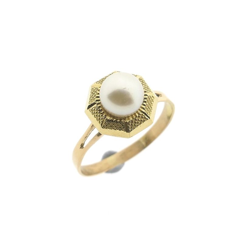Image 1 of Vintage two-tone gold ring with pearl