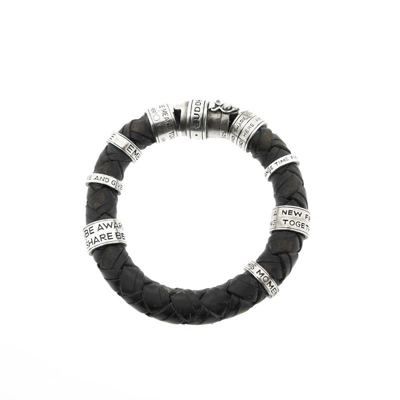 Image 10 of Silver leather Buddha to Buddha bracelet | 21 cm