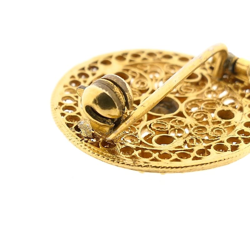 Image 5 of Filigree Brooch with Red Zirconia; 20 Karat