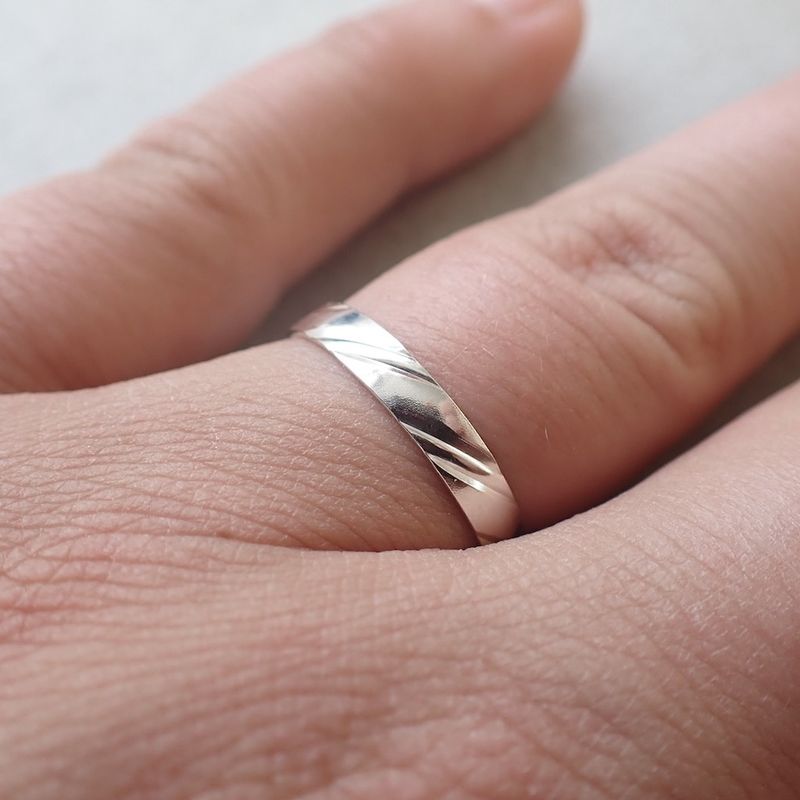 Image 2 of Silver ring with diagonal relief