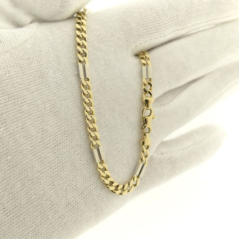 Image 9 of Two-tone gold Figaro link bracelet | 20.5 cm