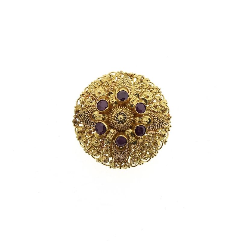 Image 1 of 22 carat gold oriental pendant/brooch with ruby