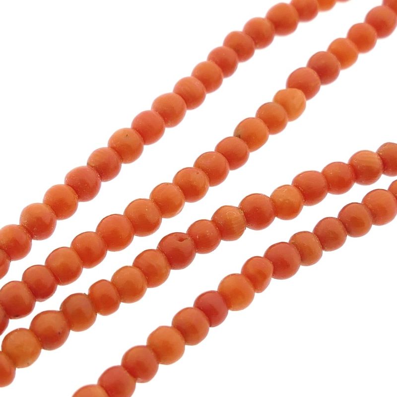 Image 9 of Red coral bead choker with gold clasp; Antique | 35.5 cm