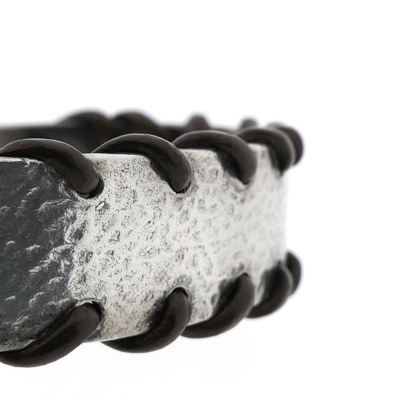 Image 5 of Silver JWLZ leather bracelet; Size S/M