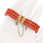 Image 9 of Antique red coral bead bracelet with gold decorative clasp