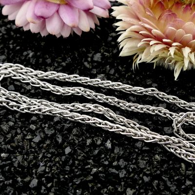 White Gold Square Fox Tail Necklace Image 2 of White Gold Square Fox Tail Necklace