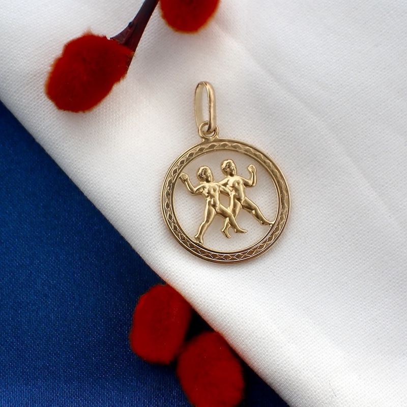 Image 2 of Gold pendant of the zodiac sign Gemini