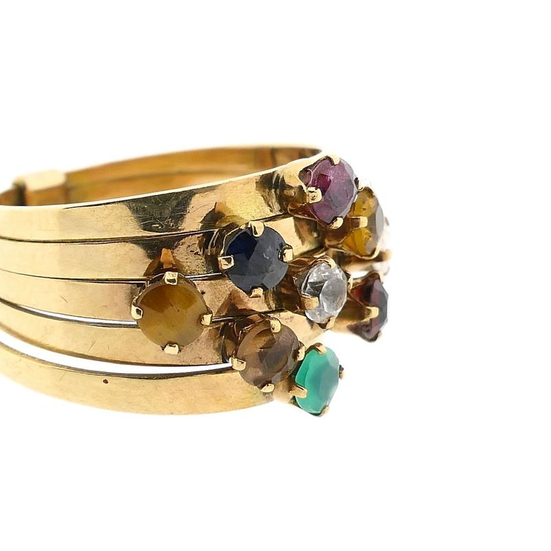 Image 9 of 18K Gold Harem Ring with Gemstones