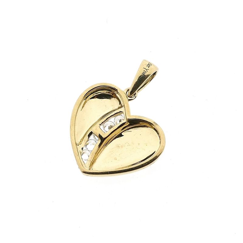 Image 3 of Gold Heart Pendant with Zirconia; 9 Karat