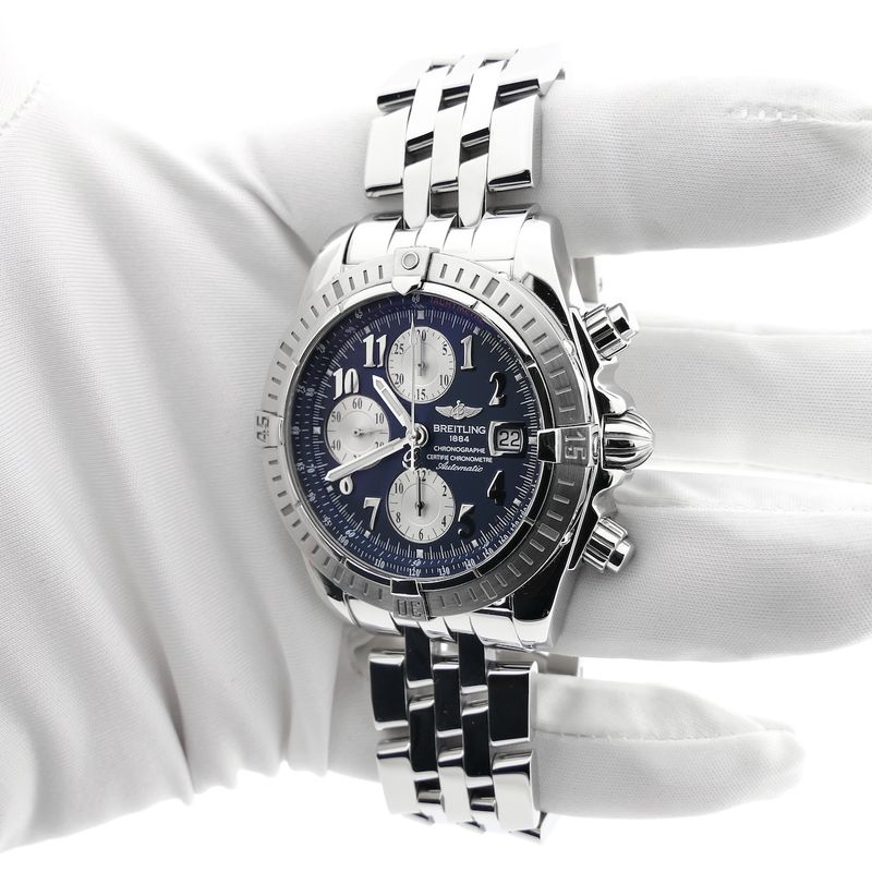 Image 10 of Breitling Chronomat Evolution 'Blue' A13356; Chronograph men's watch