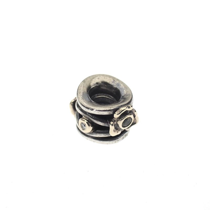 Image 1 of Pandora charm; Silver with gold; Growing Flower