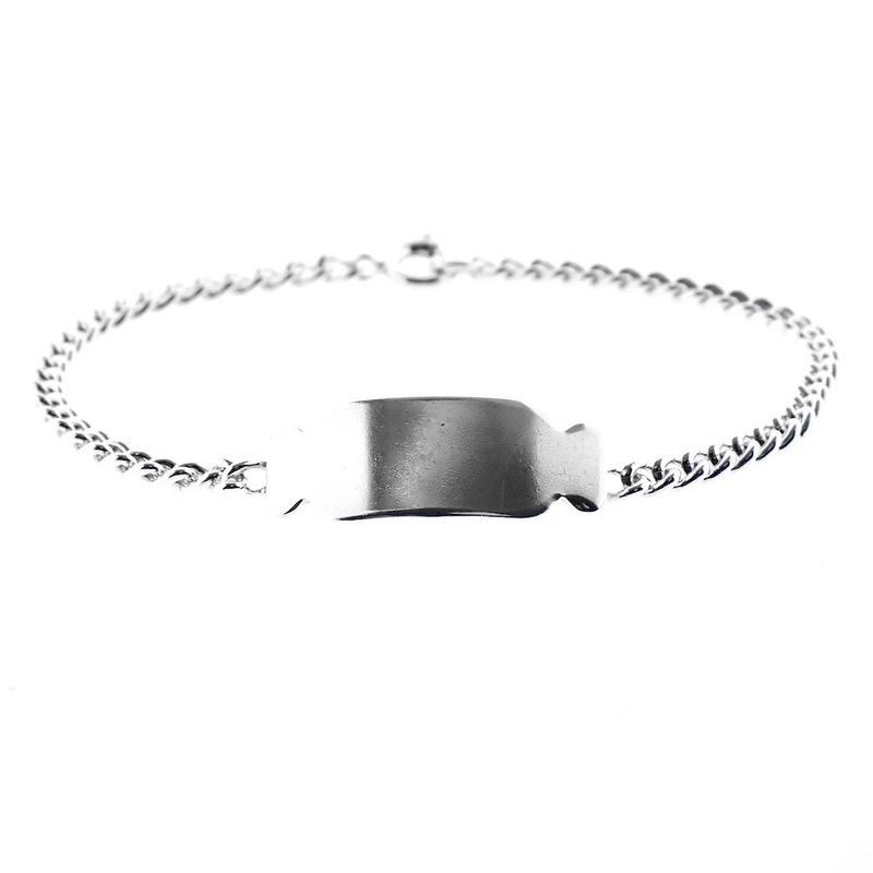 Image 1 of Silver gourmet link bracelet with engraving plate