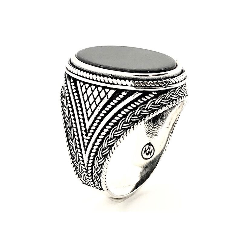 Image 4 of Silver bohemian signet ring with onyx