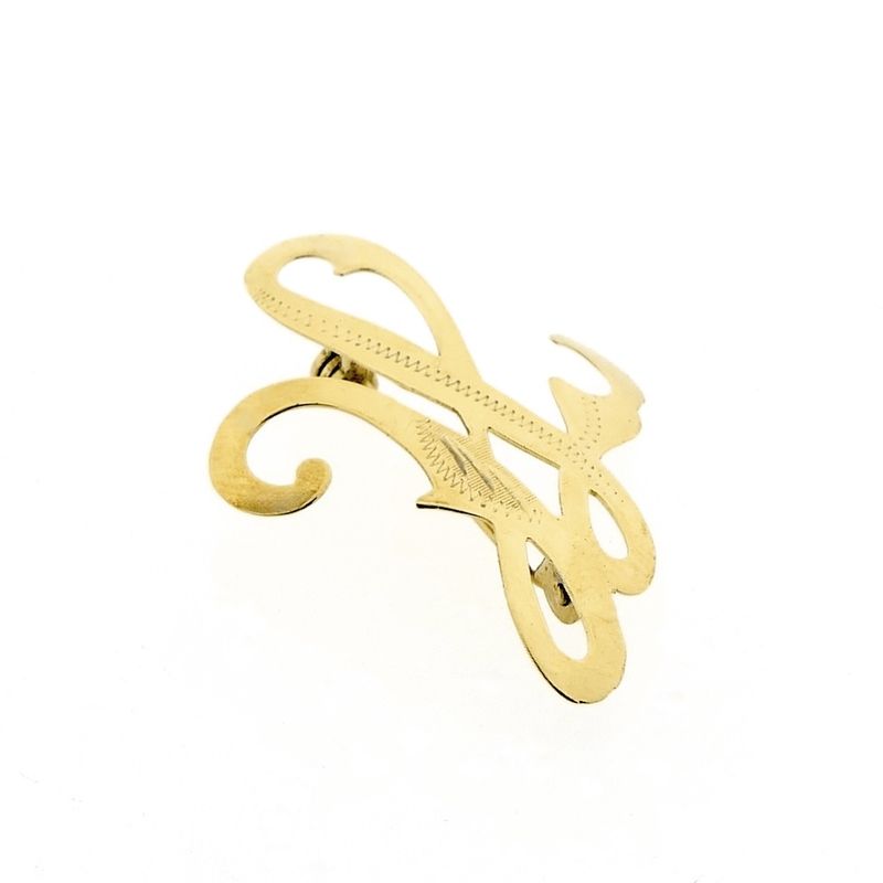 Image 3 of Gold letter brooch; letter H | Vintage