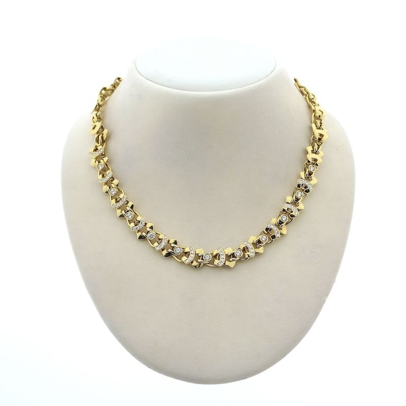 Image 1 of Solid gold necklace with diamonds; 1.43 ct.