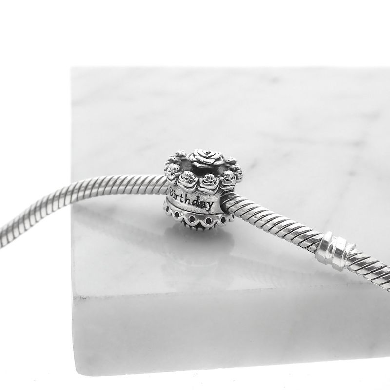 Image 2 of Pandora charm; Silver; Happy Birthday