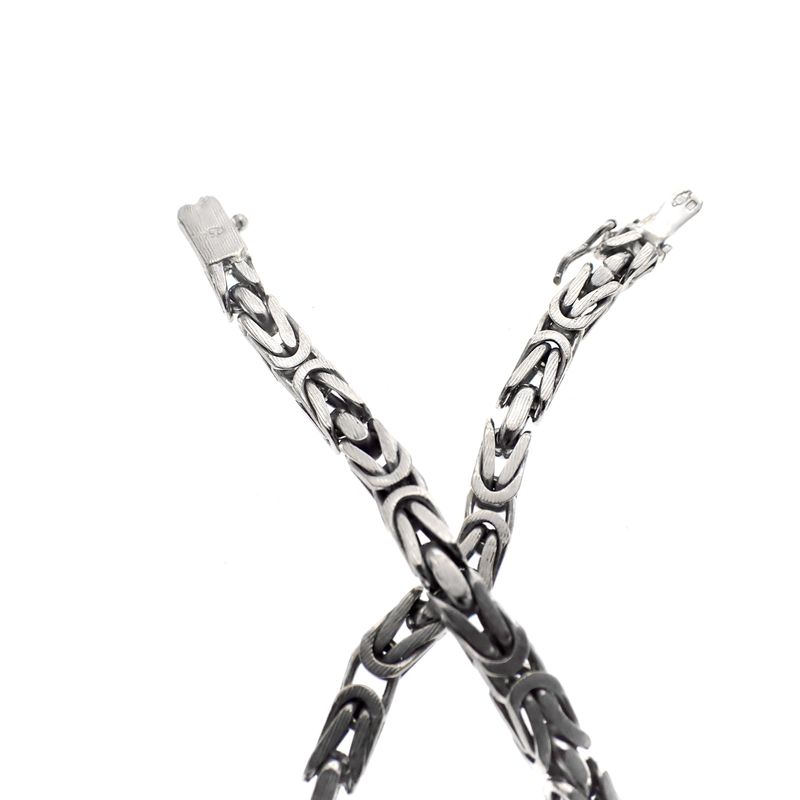 Image 6 of 18-karat white gold king's chain; Byzantine link | 103 cm