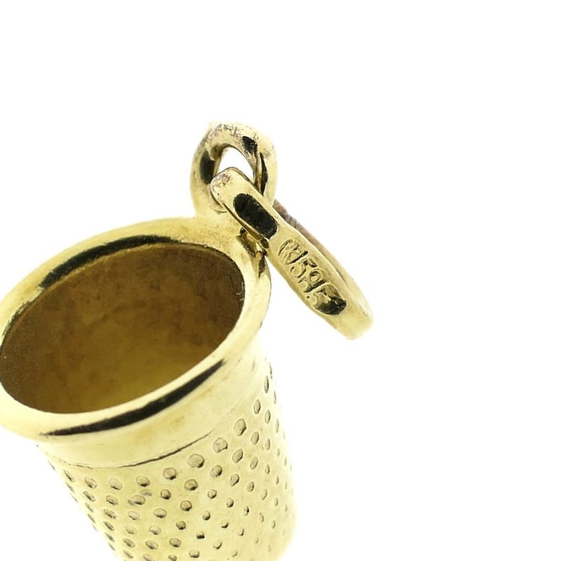 Image 8 of Gold minimalist pendant of a thimble