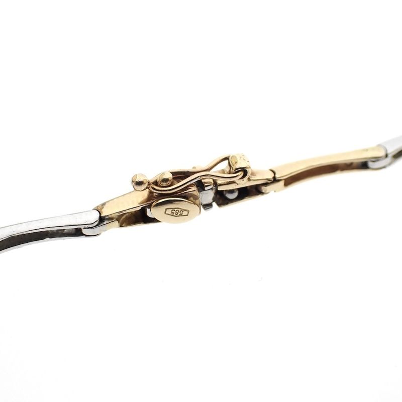 Image 4 of Two-tone gold fantasy link bracelet with zirconia.