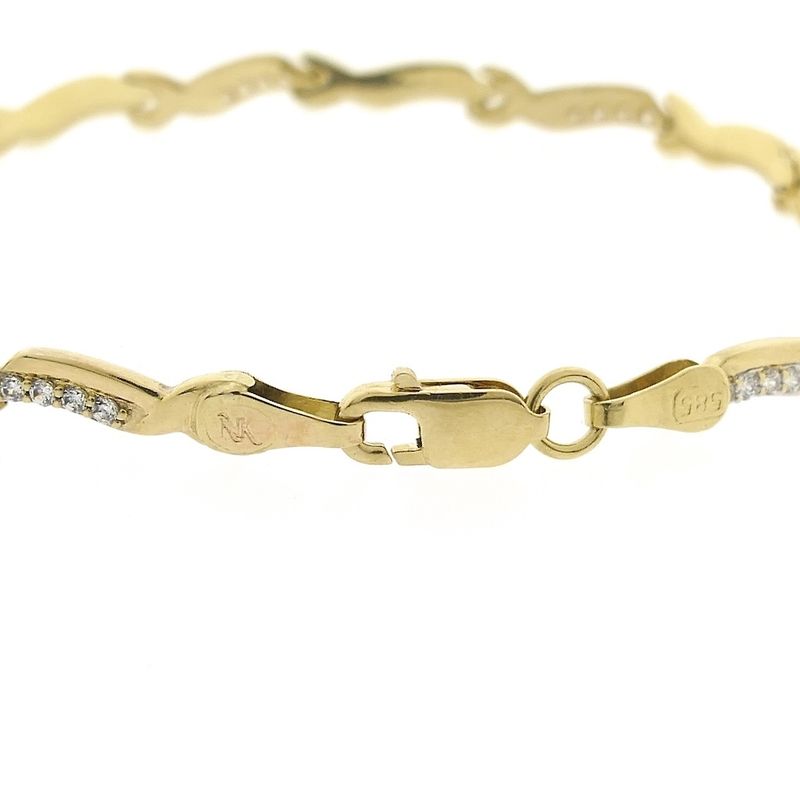 Image 3 of Gold link bracelet with zirconia | 17.5 cm