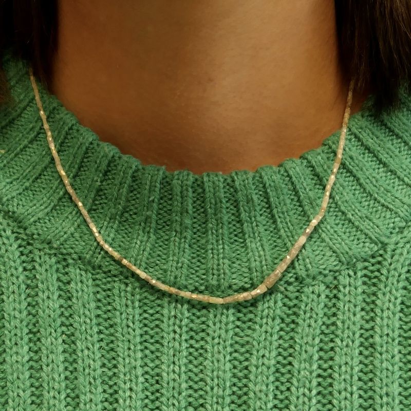 Image 12 of Uncut diamond bead necklace with gold clasp