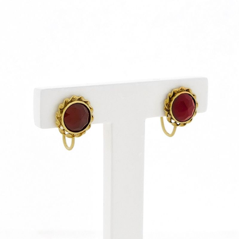 Image 1 of Gold earrings with garnet | Vintage