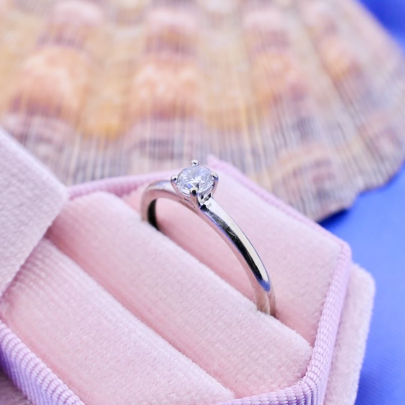 Image 9 of White gold solitaire ring with zirconia; Blush